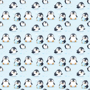 Penguin Seamless Pattern Arctic Animal Background