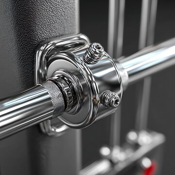 Industrial metal connector assembly featuring polished chrome finish and precision steel bolts for heavy machinery construction and structural engineering equipment design