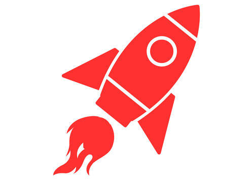 Red Rocket Going up Transparent Background