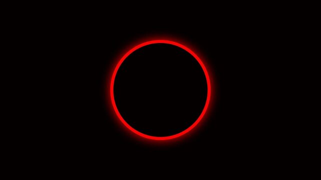 Minimalist Glowing Red Neon Ring on a Black Background