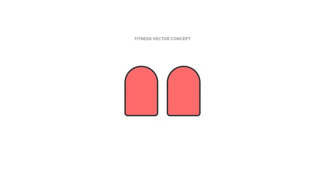 Minimalist vector illustration of red boxing mitts for fitness and sports training.