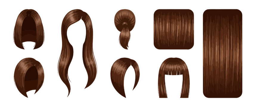 Assorted Brown Hair Styles Collection - Wigs, Bangs, Ponytail, Long Hair