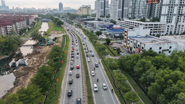 Permas Jaya Bridge, Johor Bahru, Malaysia - July 11,2026 - Aeriel View to Permas Jaya Bridge