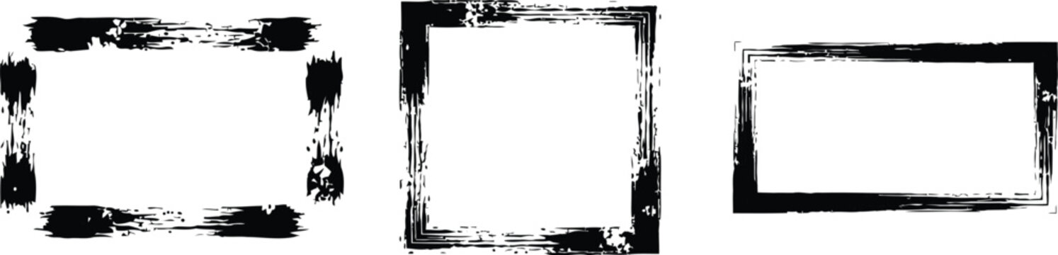 Brush stroke frame vector icon set.
