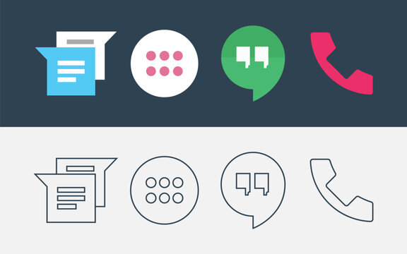 Communication icon set with fax phone keypad and chat symbols