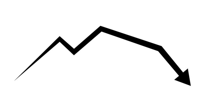Downward trend arrow showing financial loss and business decline icon