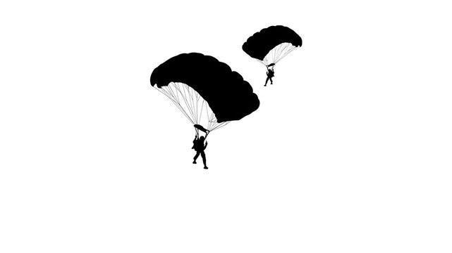 silhouette of a skydiving