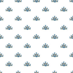 Obraz premium Castle pattern repeating with protective walls and towers on a white background