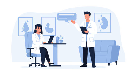 Fototapeta premium Medical Consultation: Doctor Discussing Kidney Health with Colleague