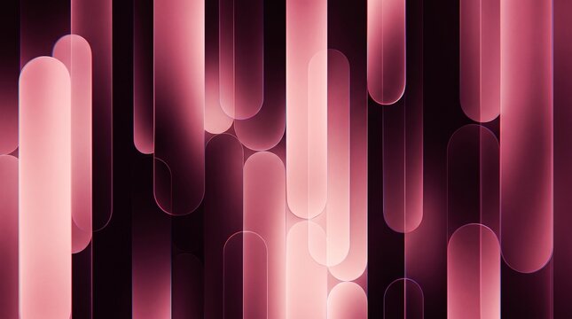 Luxury Pink Glass Abstract Design with Transparent Vertical Capsule Elements