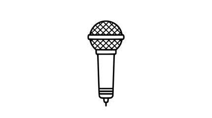 Retro handheld microphone vector icon with crosshatched grille, bold hand-drawn outline and clean audio line illustration for podcast, karaoke, concert, broadcast, music studio and voice designs © Abdullah