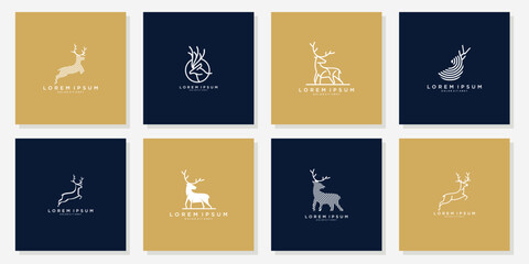Deer Logo Collection Minimalist Animal Icons. © Buzz