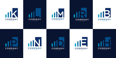 Modern Company Logos with Bar Chart Elements. © Buzz