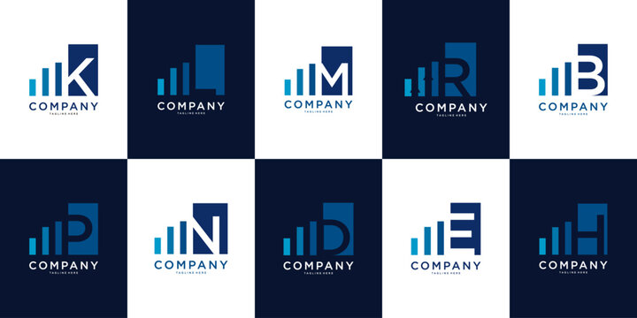 Modern Company Logos with Bar Chart Elements.