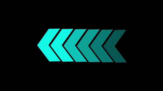 Right-directional arrow loop animation on black background. arrow loop animation right direction concept, arrow loading icon animation. pk video layer