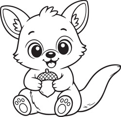 Fototapeta premium Cute Otter Coloring Page PNG | Kawaii River Otter Line Art