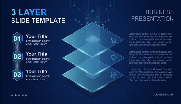 Three layers infographic diagram template for business presentation and technology data concept