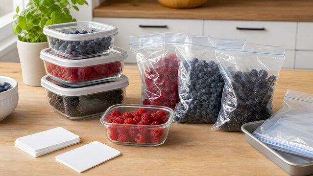 Berry freezer container set with blank cards