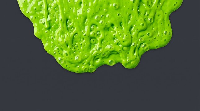 Abstract Green Gooey Slime with Bubble Texture on Dark Surface