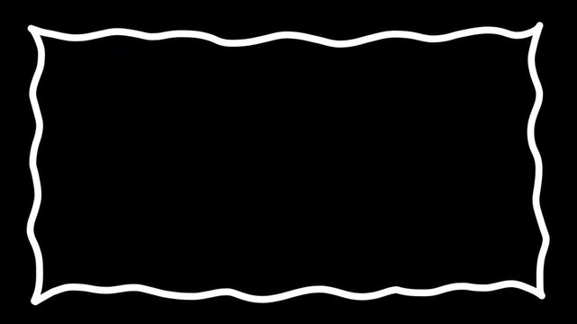 Hand Drawn Wavy Rectangle Border Frame Isolated on Transparent Background, Abstract Doodle Squiggle Outline  Design.