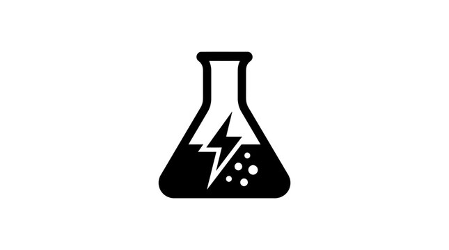 Beaker with lightning and bubbles.