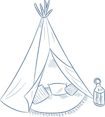 Teepee Camping Interior Sketch © Mykola Syvak