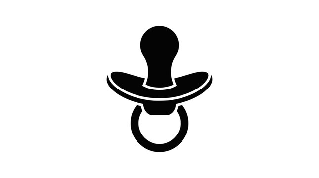 Baby pacifier silhouette icon on dark background.
