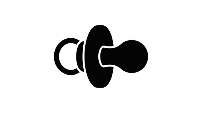 Baby pacifier binky icon silhouette on dark background.
