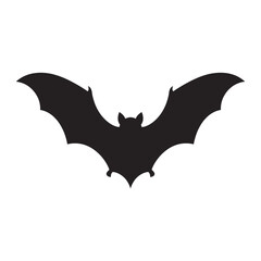 Fototapeta premium Black bat silhouette, flying mammal icon, dark creature symbol, Halloween vector graphic isolated on White Background