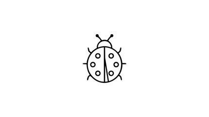 Small ladybug vector icon illustration in simple hand-traced outline style, round spotted beetle with antennae, minimalist black line nature bug design for kids, gardens, labels, and scalable use © Fahad