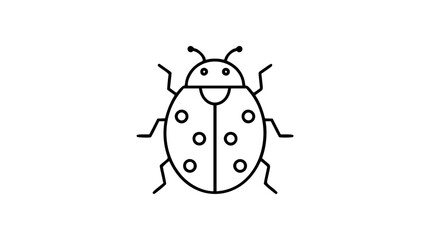 Cute ladybug vector icon illustration with hand-traced black outline, spotted shell, antennae and legs, minimalist garden insect design for nature themes, education, stickers, and scalable use © Fahad