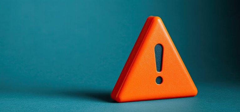 Vibrant orange warning symbol on a teal background, ideal for safety alerts and urgent announcement designs.