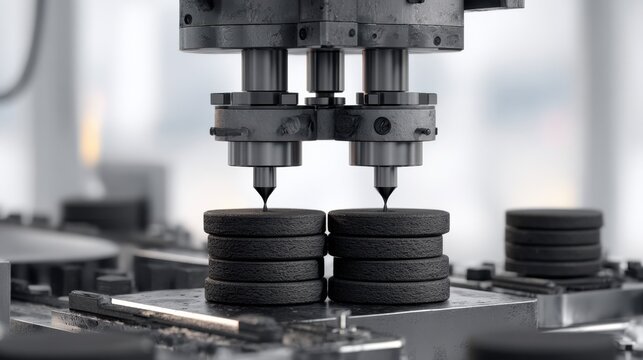 Advanced manufacturing technology with precision machinery creating uniform products in a modern industrial facility