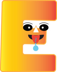 Fototapeta premium Cute cartoon letter B character with happy smile and blue balloon, kids alphabet, Celebration, Birthday