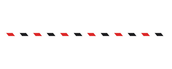 Fototapeta premium A horizontal row of alternating red and black parallelogram-shaped dashes, isolated with a transparent background