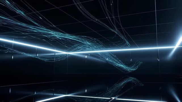 Hyperclean Cybernetic Environment with Flowing Elements and Futuristic Design Featuring Digital, Abstract, Technology with Science and Innovation