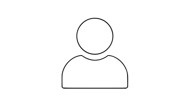 User profile bust vector icon in black outline, friendly blank avatar portrait with rounded shoulders, minimalist hand traced line illustration for contact, account, member, login and interface design