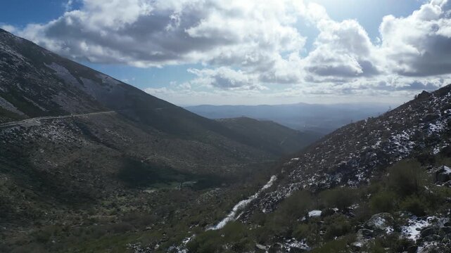 Aerial View of Snowy Serra da Estrela Mountains Portugal