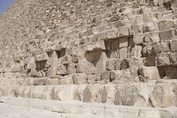 Close-up of the ancient stone blocks of the Great Pyramid of Giza © Damian