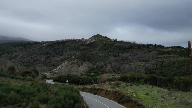 Aerial View of Mountain Village near Serra da Estrela Portugal