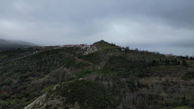 Aerial View of Mountain Village near Serra da Estrela Portugal