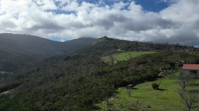 Aerial View of Mountain Village near Serra da Estrela Portugal