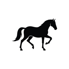 Fototapeta premium Running Horse Black Silhouette Flat Vector Illustration Isolated on White Background Equestrian Artwork