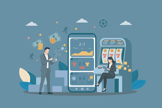 Mobile Sports Betting App and Online Casino Gambling Concept Vector, Online Sports Betting and Casino App Concept