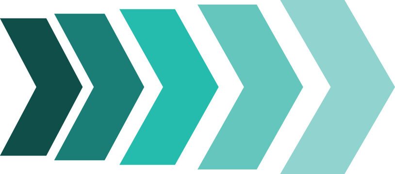 Progressive chevrons moving forward in cool gradient shades against a white background representing forward motion and advancement
