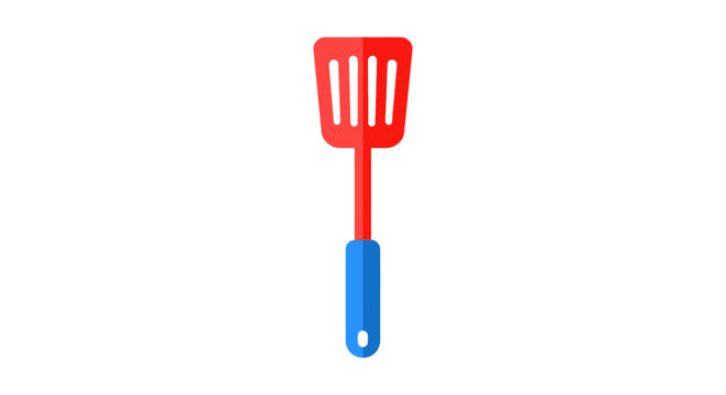 Red plastic kitchen spatula utensil.
