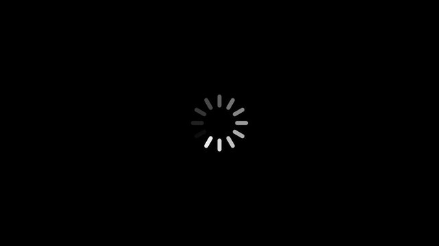 White Loading wheel animation . Animated circle loading gif video icon. Loading circle icon animation on black background.4k animation.