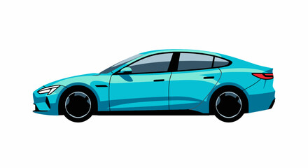 Fototapeta premium Side view of a blue car.