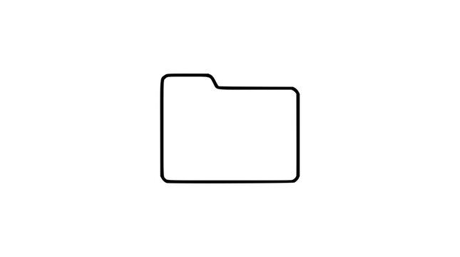 Clean black and white line art vector icon of a tabbed file folder, ideal for business records, document storage, office workflows, or archives.