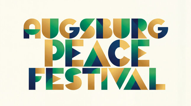 Bold geometric Augsburg Peace Festival block letters forming a creative event title.